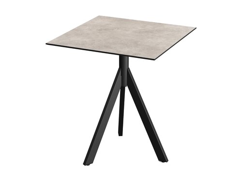 FEROS Infinity Tripod Terrassentisch Gestell Schwarz + Moonstone HPL Tischplatte eckig 700 x 700 mm