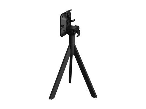 FEROS Infinity Tripod Terrassentisch Gestell Schwarz + Riverwashed Wood HPL Tischplatte rund  700 mm