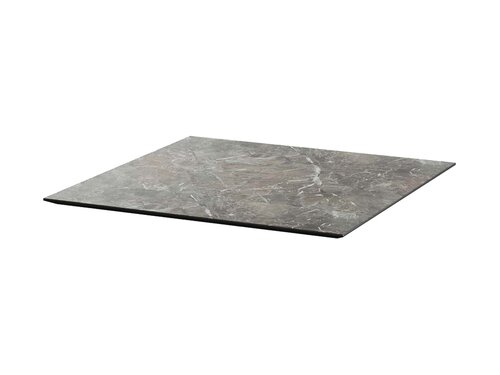 FEROS Infinity Tripod Terrassentisch Gestell Schwarz + Galaxy Marble HPL Tischplatte eckig 700 x 700 mm