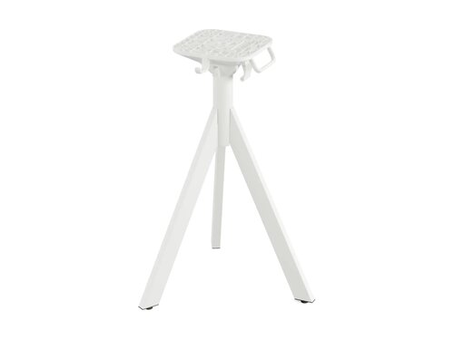 FEROS Infinity Tripod Terrassentisch Gestell Wei� + Moonstone HPL Tischplatte eckig 700 x 700 mm