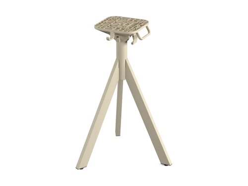 FEROS Infinity Tripod Terrassentisch Gestell Sand + Schwarze HPL Tischplatte rund  700 mm
