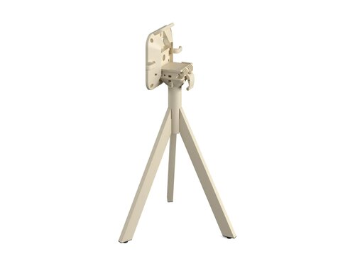 FEROS Infinity Tripod Terrassentisch Gestell Sand + Tropical Wood HPL Tischplatte rund  700 mm