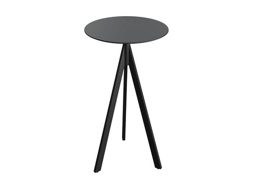 FEROS Infinity Tripod Stehtisch Gestell Schwarz + Schwarze HPL Tischplatte rund  700 mm
