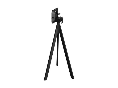 FEROS Infinity Tripod Stehtisch Gestell Schwarz + Schwarze HPL Tischplatte rund  700 mm