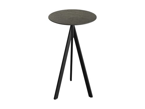 FEROS Infinity Tripod Stehtisch Gestell Schwarz + Midnight Marble HPL Tischplatte rund  700 mm