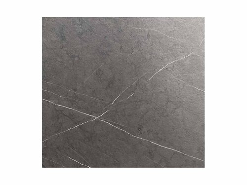 FEROS Infinity Tripod Stehtisch Gestell Schwarz + Midnight Marble HPL Tischplatte eckig 700 x 700 mm