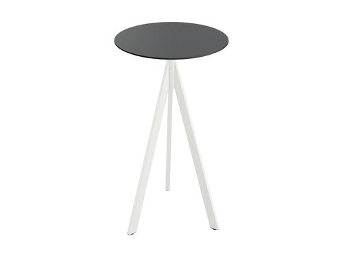 FEROS Infinity Tripod Stehtisch Gestell Wei + Schwarze HPL Tischplatte rund  700 mm