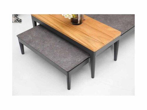 BEST Athene Lounge-Set, Ecksofa mit Beistelltischen, Outdoorstoff Anthrazit, BTH 3220 x 2300 x 670 mm