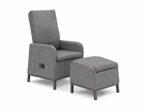 BEST Riga Relaxsessel mit Fu�hocker, Outdoorstoff Anthrazit