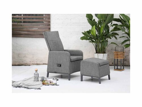 BEST Riga Relaxsessel mit Fu�hocker, Outdoorstoff Anthrazit
