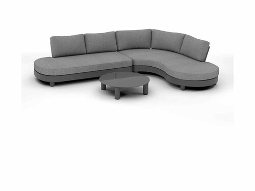 BEST Salerno Lounge-Sitzgruppe, 3-teilig, Outdoor Sofa mit Tisch, Farbe Anthrazit