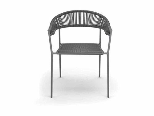 BEST Sebastian Stapelstuhl mit Seilgeflecht, Farbe Anthrazit, BTH 540 x 570 x 760 mm