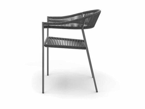 BEST Sebastian Stapelstuhl mit Seilgeflecht, Farbe Anthrazit, BTH 540 x 570 x 760 mm