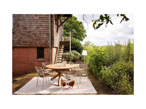 BEST Sebastian Stapelstuhl mit Seilgeflecht, Farbe Sand, BTH 540 x 570 x 760 mm