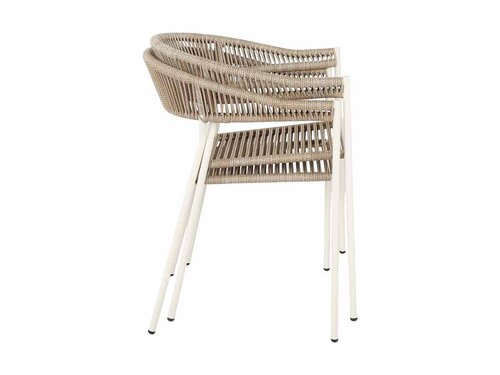 BEST Sebastian Stapelstuhl mit Seilgeflecht, Farbe Sand, BTH 540 x 570 x 760 mm