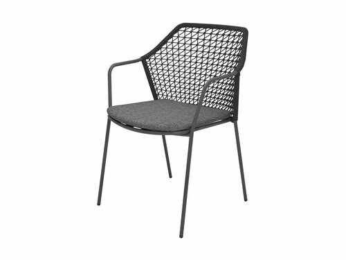 BEST Burano Stapelstuhl mit Seilgeflecht und Sitzkissen, Farbe Anthrazit, BTH 585 x 600 x 835 mm