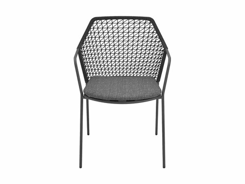 BEST Burano Stapelstuhl mit Seilgeflecht und Sitzkissen, Farbe Anthrazit, BTH 585 x 600 x 835 mm