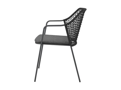 BEST Burano Stapelstuhl mit Seilgeflecht und Sitzkissen, Farbe Anthrazit, BTH 585 x 600 x 835 mm