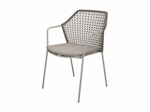 BEST Burano Stapelstuhl mit Seilgeflecht und Sitzkissen, Farbe Sand, BTH 585 x 600 x 835 mm