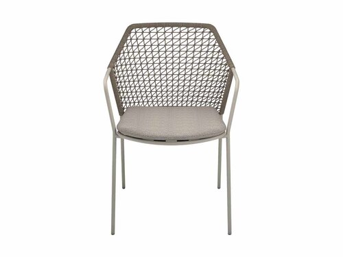 BEST Burano Stapelstuhl mit Seilgeflecht und Sitzkissen, Farbe Sand, BTH 585 x 600 x 835 mm