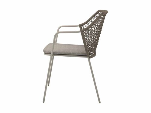 BEST Burano Stapelstuhl mit Seilgeflecht und Sitzkissen, Farbe Sand, BTH 585 x 600 x 835 mm