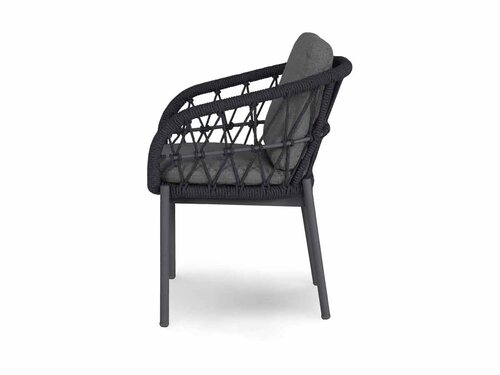 BEST Tropea Dining Sessel mit Seilgeflecht und Kissen, Farbe Anthrazit, BTH 635 x 645 x 785 mm