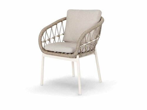 BEST Tropea Dining Sessel mit Seilgeflecht und Kissen, Farbe Sand, BTH 635 x 645 x 785 mm