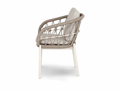 BEST Tropea Dining Sessel mit Seilgeflecht und Kissen, Farbe Sand, BTH 635 x 645 x 785 mm