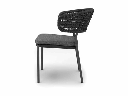 BEST Spitz Outdoor Stuhl mit Seilgeflecht und Sitzkissen, Farbe Anthrazit, BTH 590 x 660 x 820 mm