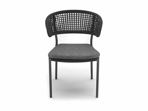 BEST Spitz Outdoor Stuhl mit Seilgeflecht und Sitzkissen, Farbe Anthrazit, BTH 590 x 660 x 820 mm