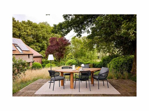 BEST Spitz Outdoor Stuhl mit Seilgeflecht und Sitzkissen, Farbe Anthrazit, BTH 590 x 660 x 820 mm