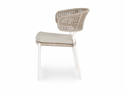 BEST Spitz Outdoor Stuhl mit Seilgeflecht und Sitzkissen, Farbe Sand, BTH 590 x 660 x 820 mm