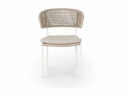 BEST Spitz Outdoor Stuhl mit Seilgeflecht und Sitzkissen, Farbe Sand, BTH 590 x 660 x 820 mm