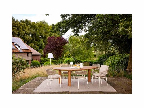 BEST Spitz Outdoor Stuhl mit Seilgeflecht und Sitzkissen, Farbe Sand, BTH 590 x 660 x 820 mm