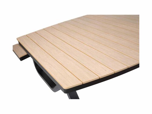 BEST Buddy Picknick-Tisch, Aluminiumgestell mit Polywood-Latten, Schwarz, BTH 2140 x 2000 x 750 mm