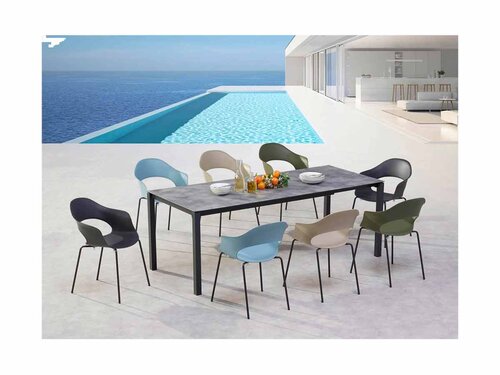 BEST Palazzo Ausziehtisch, Stahlgestell mit HPL-Platte, anthrazit, BTH 2100 x 900 x 750 mm