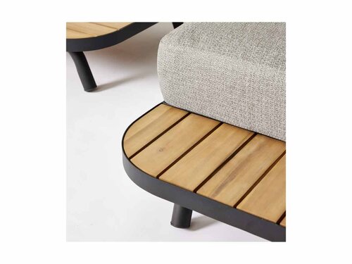 BEST Paros Lounge-Set, Ecksofa mit Beistelltisch, Aluminium und Akazienholz, Anthrazit