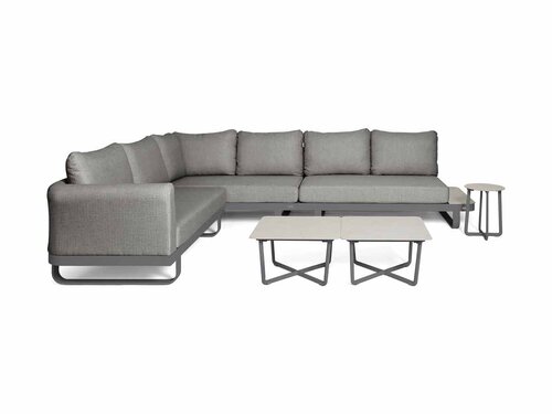 BEST Fellow Loungesofa mit 3 Beistelltischen, Quick Dry Foam, anthrazit, BTH 3200 x 2420 x 690 mm