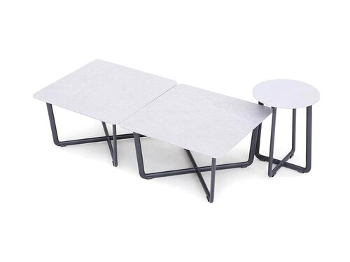 BEST Fellow Beistelltisch-Set 3-tlg., Aluminium, anthrazit, BTH 600 x 600 x 345 mm