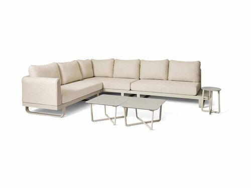 BEST Fellow Loungesofa mit 3 Beistelltischen, Quick Dry Foam, sandfarben, BTH 3200 x 2420 x 690 mm