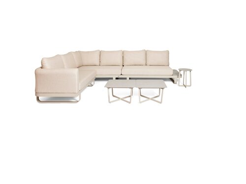 BEST Fellow Loungesofa mit 3 Beistelltischen, Quick Dry Foam, sandfarben, BTH 3200 x 2420 x 690 mm