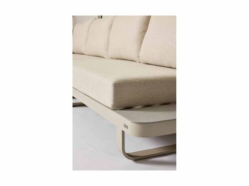 BEST Fellow Loungesofa mit 3 Beistelltischen, Quick Dry Foam, sandfarben, BTH 3200 x 2420 x 690 mm