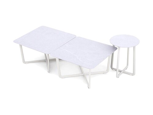 BEST Fellow Beistelltisch-Set 3-tlg., Aluminium, sandfarben, BTH 600 x 600 x 345 mm