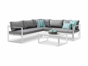 BEST Rhodos Sitzgarnitur, Lounge-Set, wei�-grau, aus...