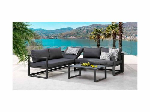 BEST Rhodos Sitzgarnitur, Lounge-Set, Anthrazit, aus Aluminium, 3-teilig, BTH 2120 x 700 x 770 mm