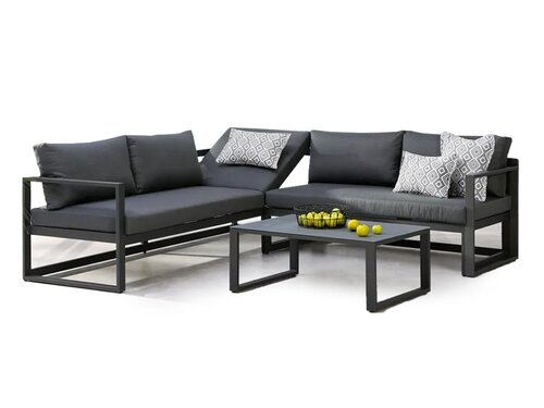 BEST Rhodos Sitzgarnitur, Lounge-Set, Anthrazit, aus Aluminium, 3-teilig, BTH 2120 x 700 x 770 mm