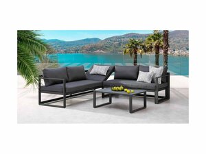 BEST Rhodos Sitzgarnitur, Lounge-Set, Anthrazit, aus...