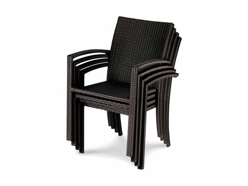 BEST Samoa Stapelstuhl, Aluminiumgestell mit Korbgeflecht, anthrazit, BTH 570 x 630 x 880 mm