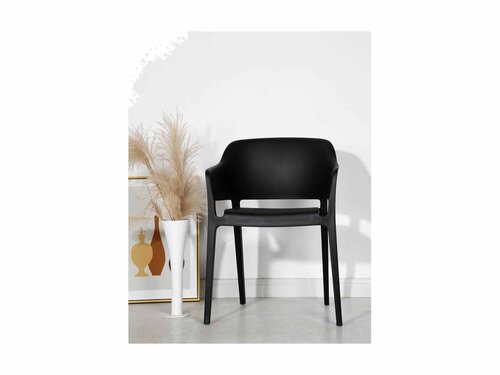 BEST Giethoorn Outdoor Stuhl mit Armlehnen, stapelbar, UV-best�ndig, Schwarz, BTH 775 x 550 x 545 mm