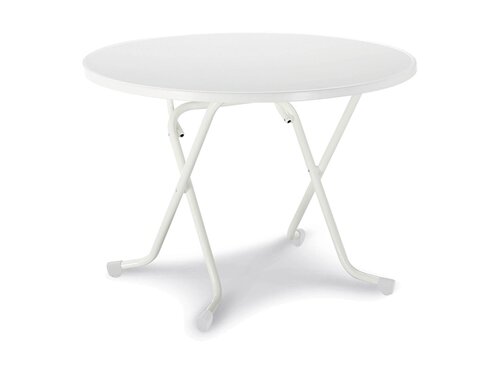 BEST Dublin Scheren-Klapptisch, rund � 100 cm, Stahlrohr, Wei�, H�he 730 mm